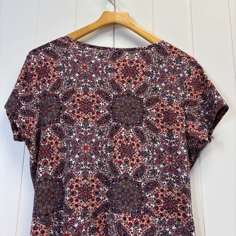 Bobbie Brooks Womens Boho Faux Wrap Midi Dress Size L Paisley Floral Cottage - Picture 9 of 9